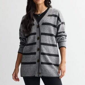 Sonoma Charcoal and Black Striped Cardigan
